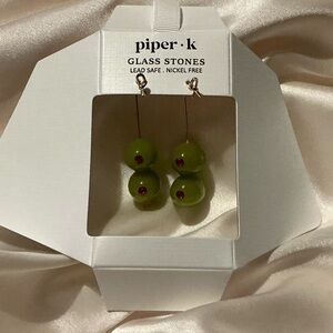 Piper Green Glass Stone Earrings